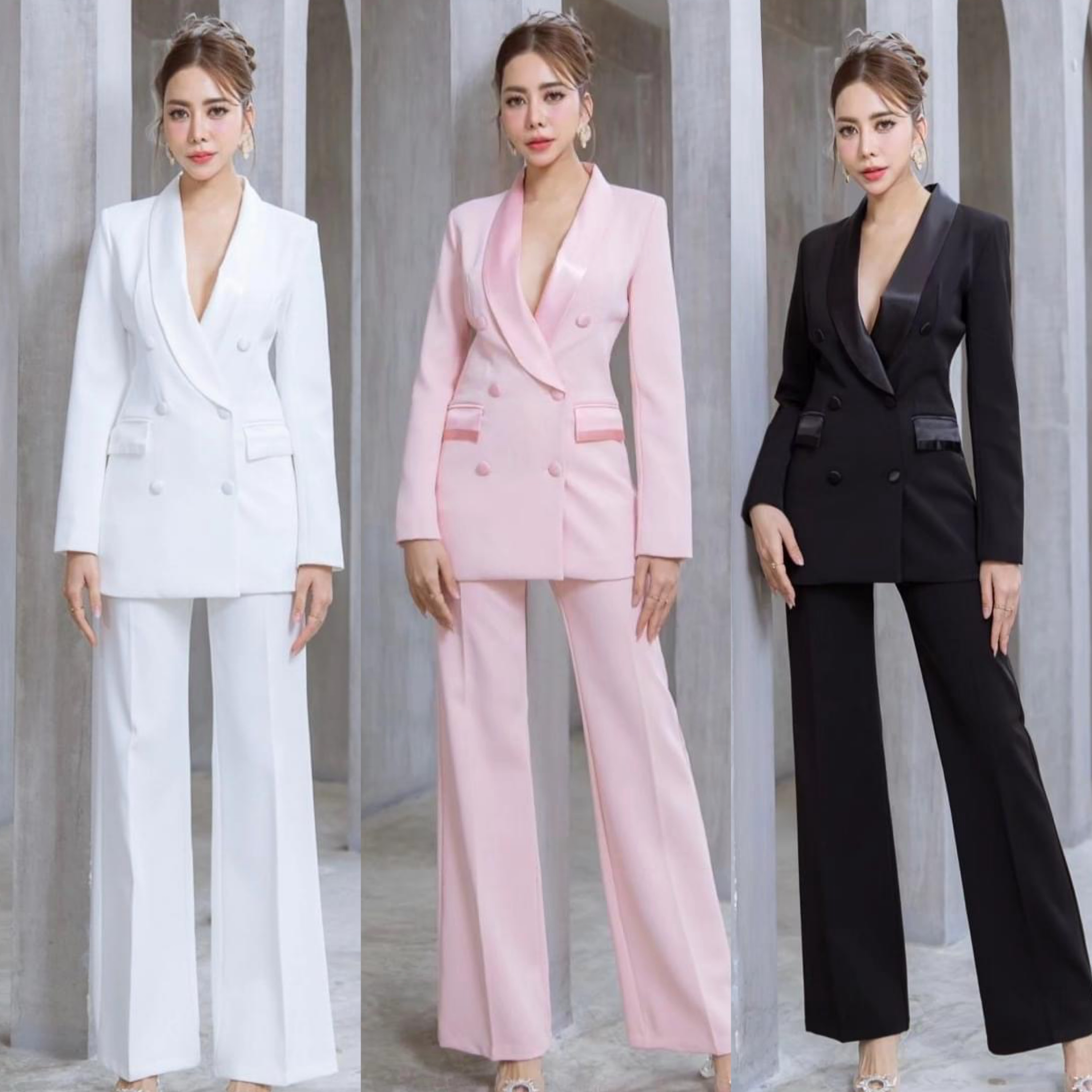 เซตสูทปกเลื่อม+กางเกงขาตรง เนื้อผ้าเกรดเอ เนื้อนุ่มเป็นทรงใส่สบาย ตัวสูทเป็นทรงเข้ารูป งานhiend ใส่สบาย สินค้าคุณภาพ (พร้อมส่ง)