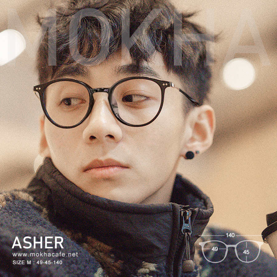 ASHER - clear แว่นตา TR90 กรอบแว่น ทรงหยดน้ำ กรอบเหนียว ทนทาน ขาโลหะ กว้าง 140 มม.(sizeM) H45
