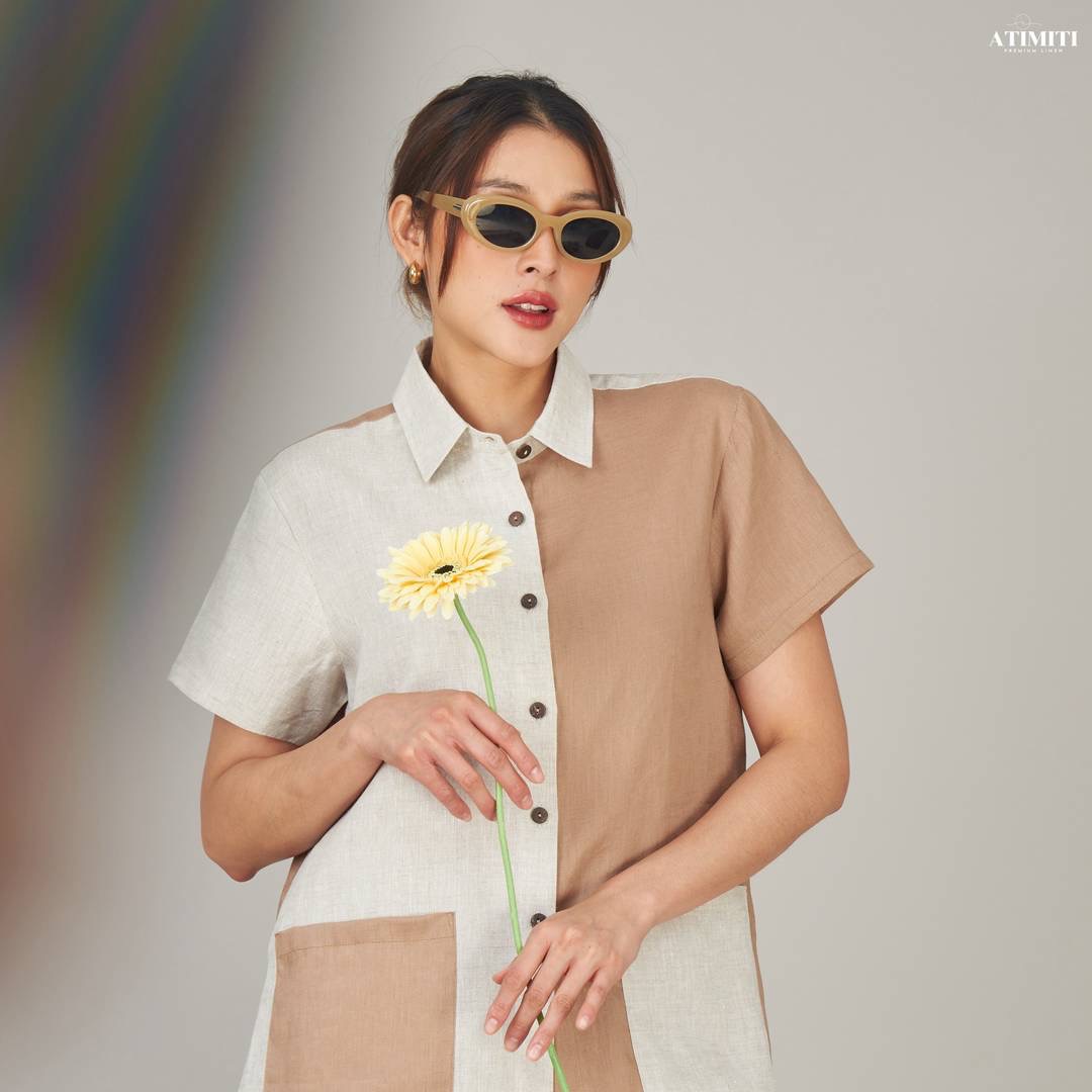 Set เสื้อ+กางเกง ลินินแท้ 100%ใส่สบาย : สินค้าคุณภาพ (พร้อมส่ง)