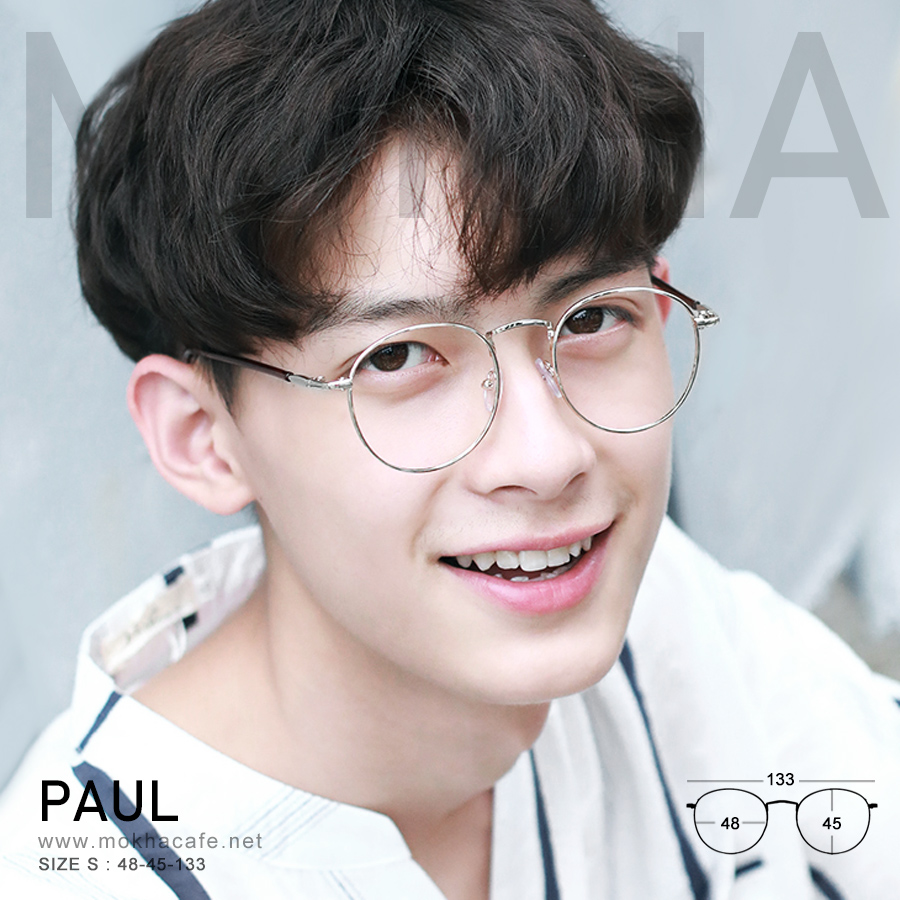 กรอบแว่น PAUL - silver ทรงกลม กรอบโลหะ น้ำหนักเบา กว้าง 133 มม. (sizeS) H45