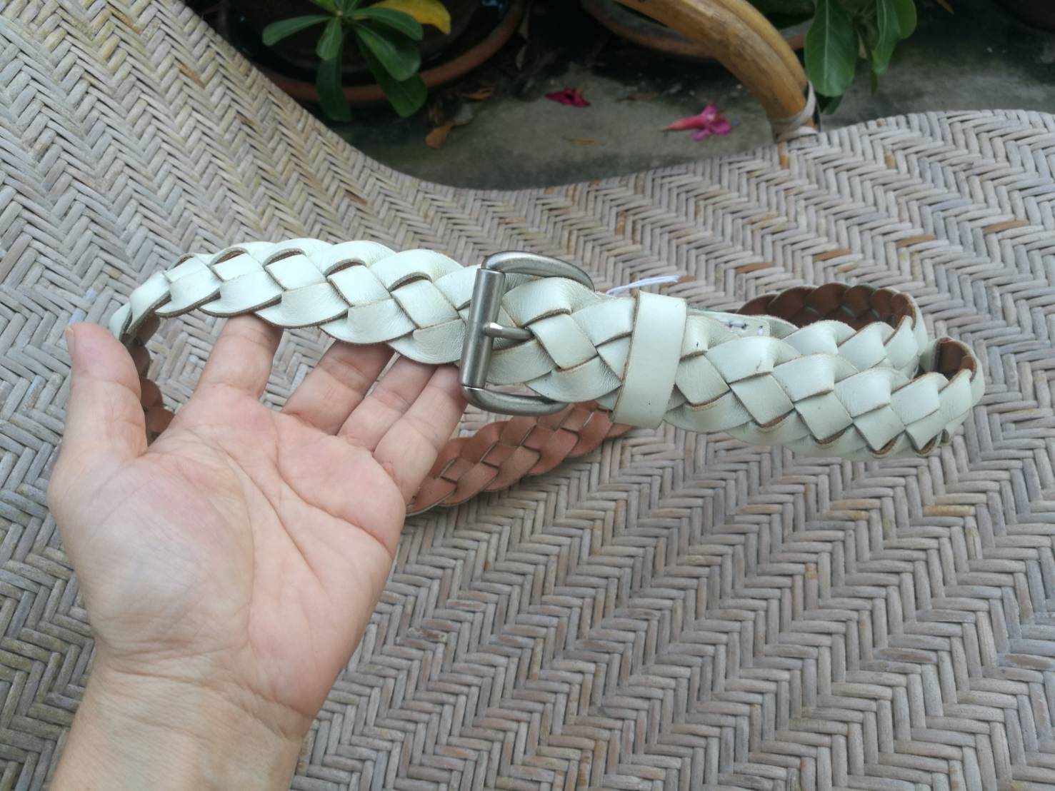 เข็มขัดชาย หนังแท้สานขัด