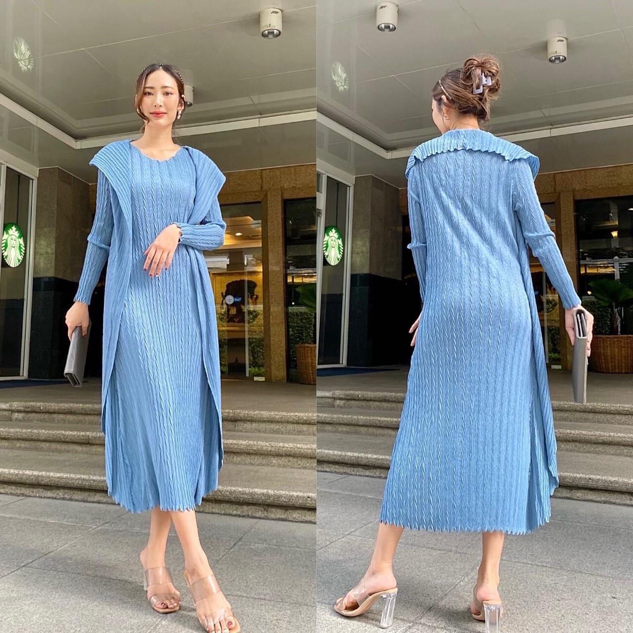 เดรสพลีทตัวยาว อัดพลีท 100% เนื้อเดียวกับงาน Brand งานเกาหลีแท้ 🇰🇷 ละเอียดสวยงาม High Quality สินค้าคุณภาพ (พร้อมส่ง)