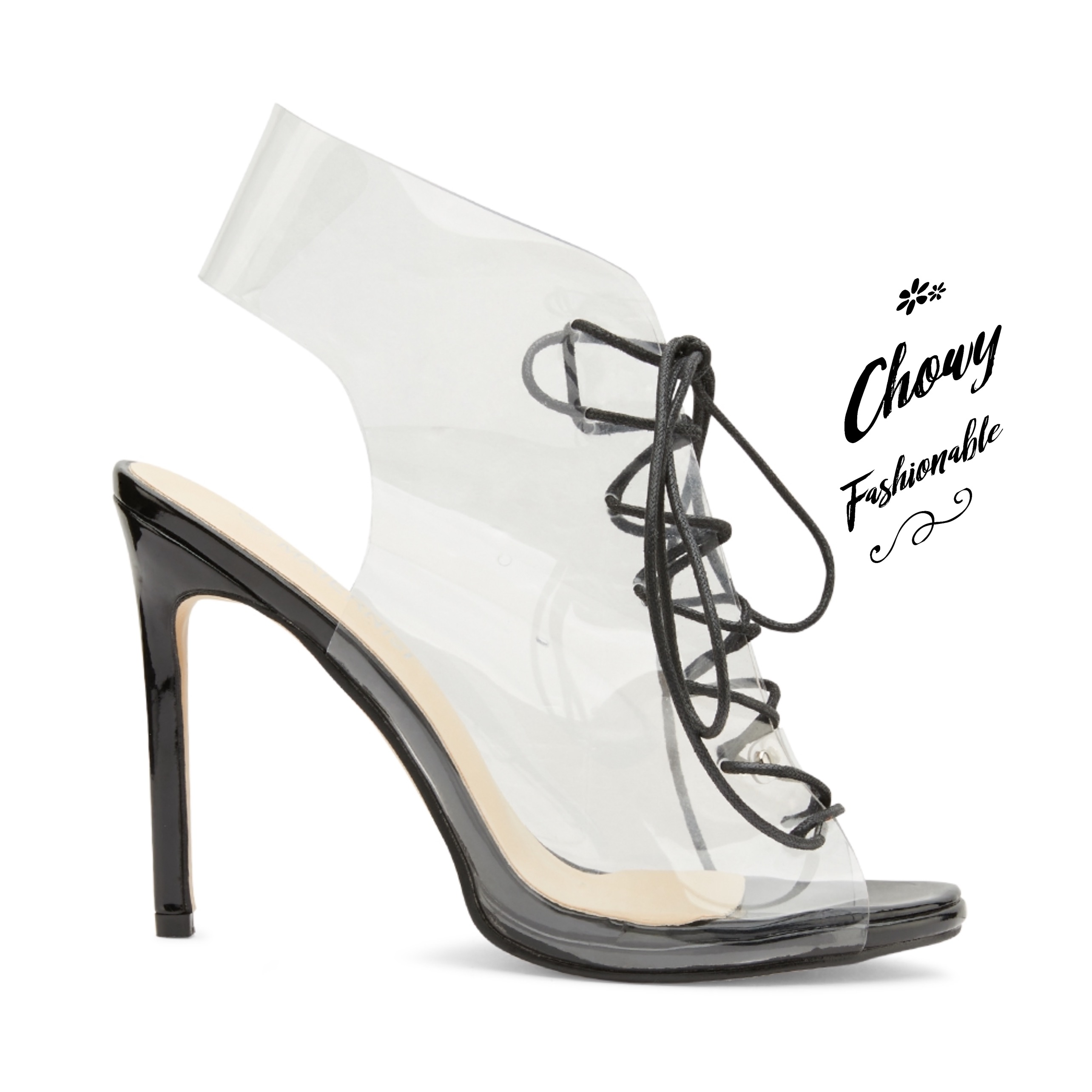 รองเท้าไซส์ใหญ่ 42 ส้นสูงไซส์ใหญ่ Transparent Rope Heel แบบใส CHOWY KR1020BL