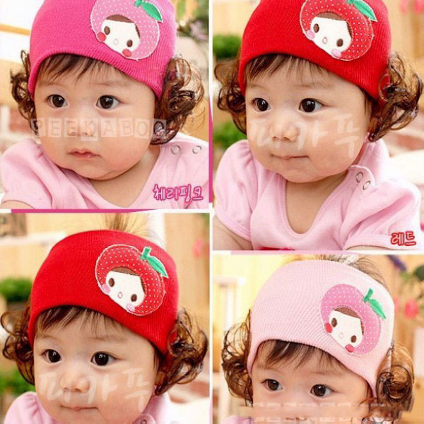 ผ้าคาดผมทารก มีปอยผม กระต่ายน้อย สีแดง