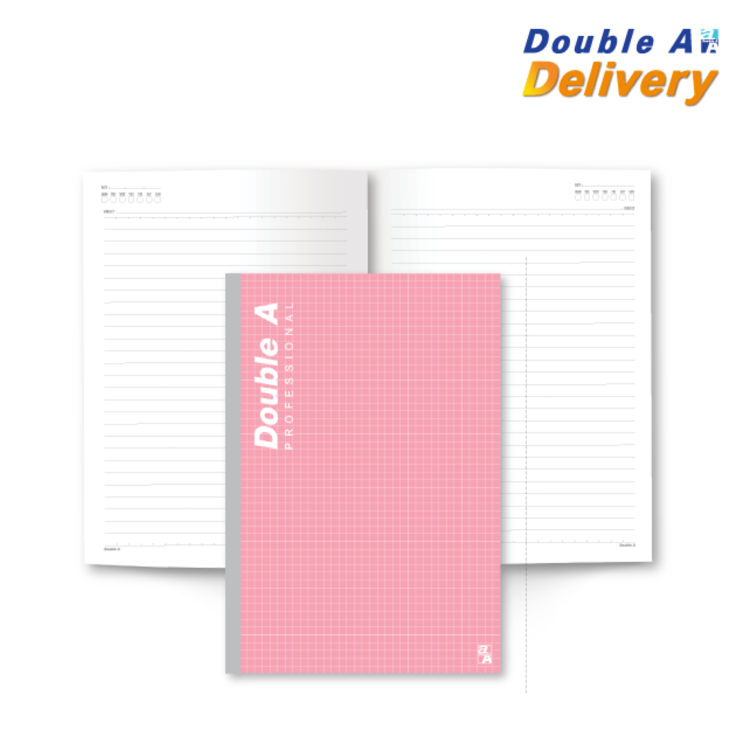 [4เล่ม]สมุดสันกาว Double A Professional ขนาด A5 70 แกรม จำนวน 40 แผ่น เนื้อในมีเส้น สีชมพู