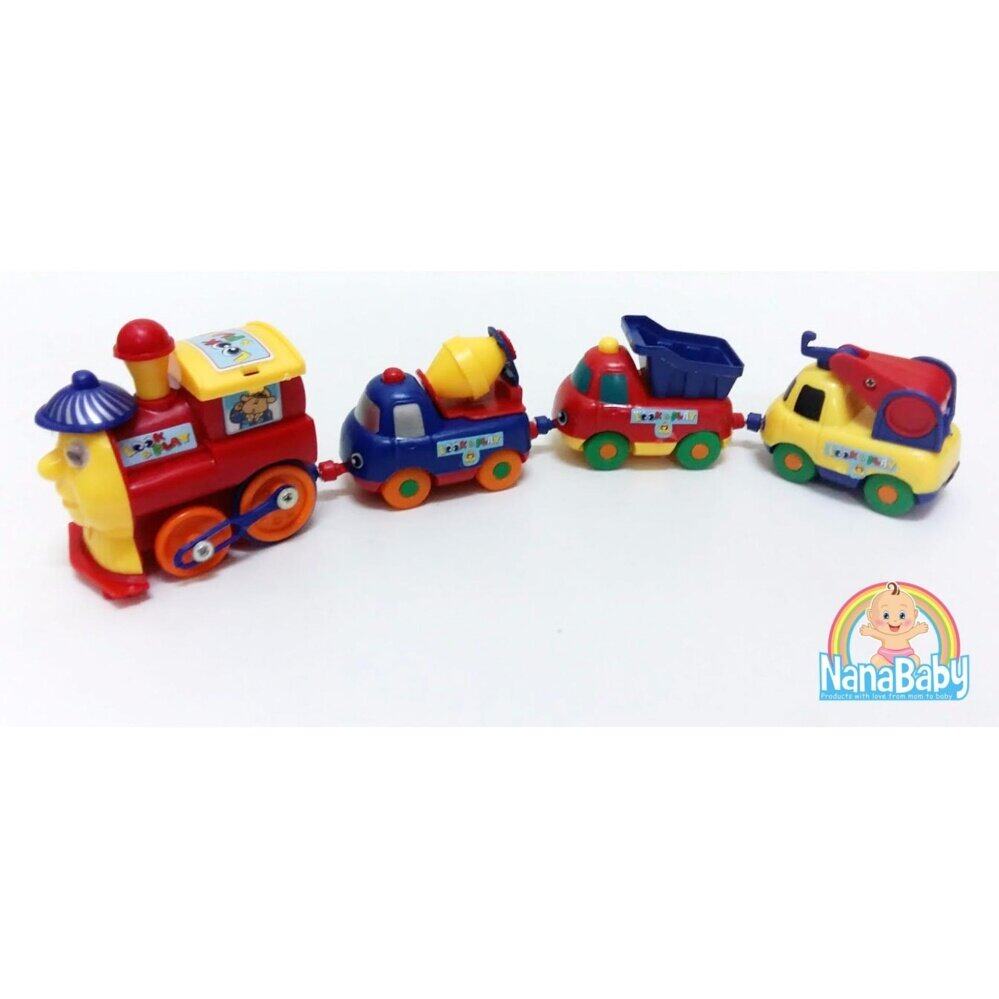 ของเล่นรถไฟ รถไฟเด็กเล่น แม่เหล็ก การ์ตูนหรรษา (มีแม่เหล็กดูดรถให้ติดกัน)