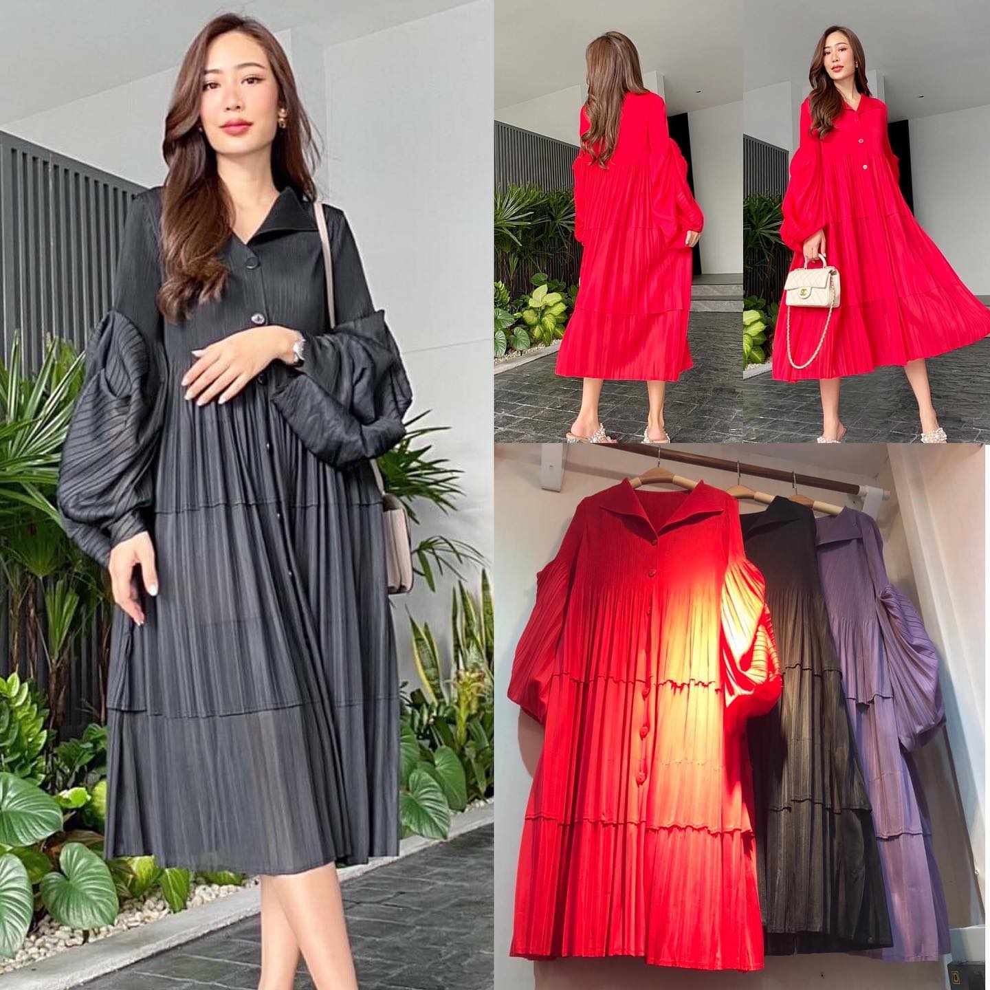 มินิเดรสอัดพลีท 🥰 สวยงาม แบบงานแบรนด์ ทรงคอปกวี พองจั๊มตุ๊กตา ดีเทลอัดพลีทระบาย ทับซ้อน 3 ชั้น สวย กรุยกรุย ✨✨ ฟรุ๊งฟริ๊ง ออกงานไหนก็ เกร๋สุด สินค้าคุณภาพ (พร้อมส่ง)