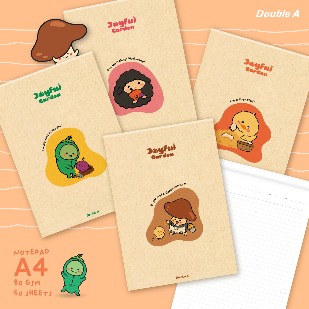 [4 เล่ม] ดั๊บเบิ้ล เอ สมุดรายงาน A4 80 แกรม 50 แผ่น ลาย Joyful Garden