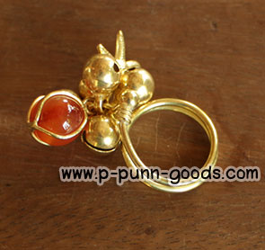 แหวนทองเหลือง หินคาร์เนเลียน จี้ปลาดาวสีทอง