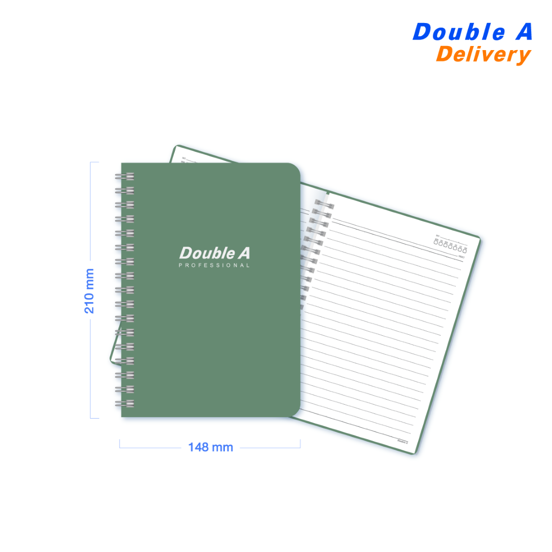 สมุดบันทึกเข้าเล่มแบบสันห่วง สี Matcha ขนาดA5 70 แกรม 40 แผ่น 4 เล่ม