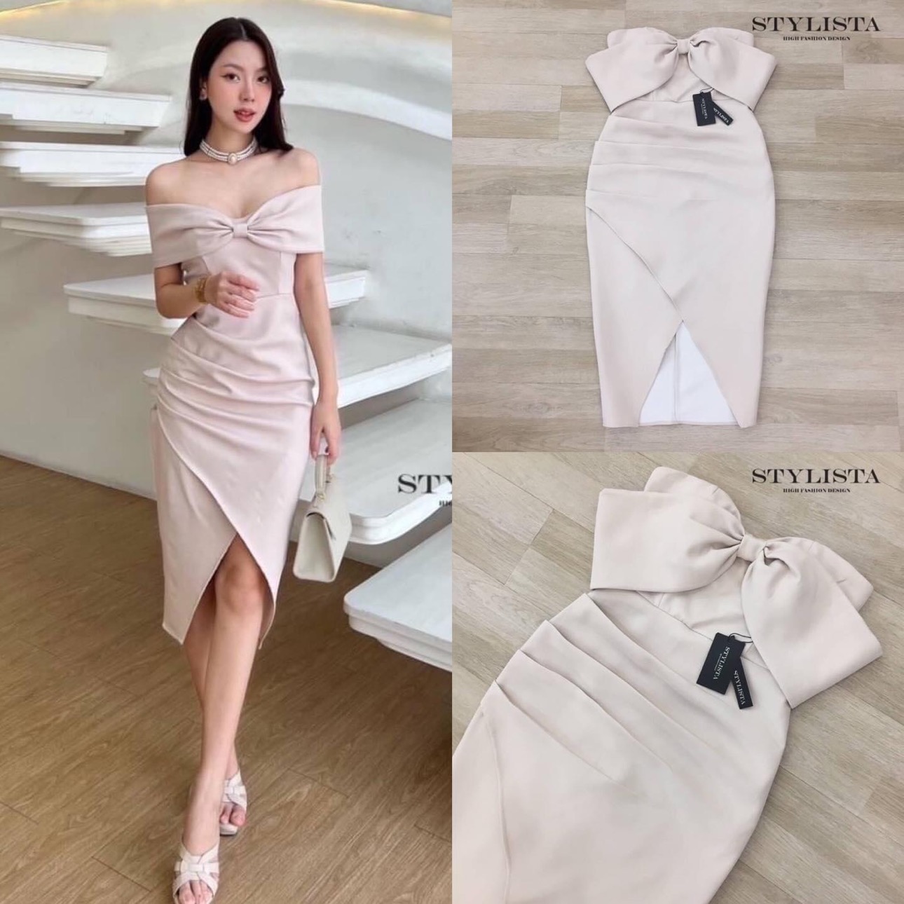 เดรสใส่สวยเรียบหรูดูดีมาก แพลตเทินดีงาม ใส่สวยเปะสุดๆ ใส่ได้2 แบบ เกาะอก ปาดไหล่ ใส่สบาย สินค้าคุณภาพ (พร้อมส่ง)