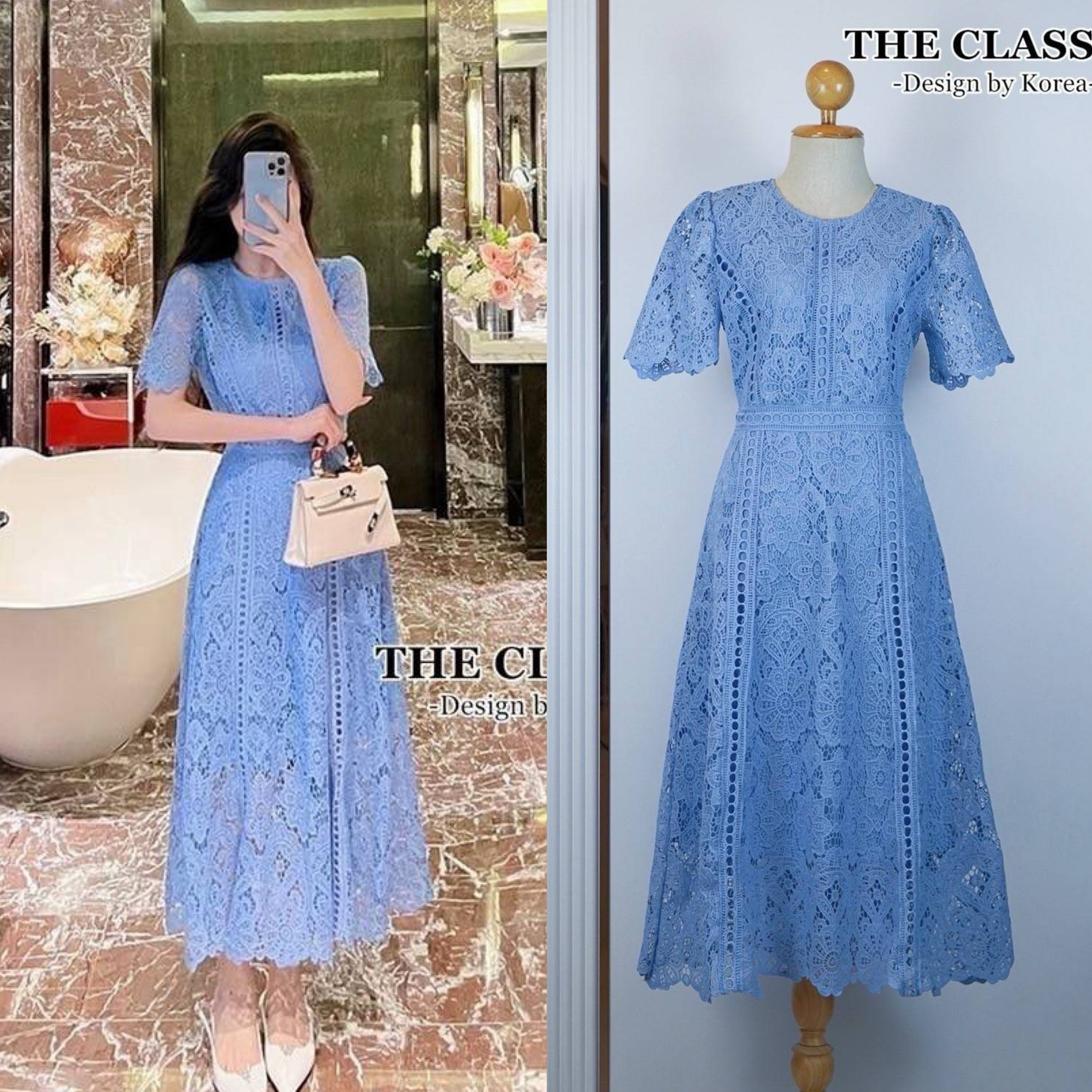 (ไซส์อก46) เดรสยาวลูกไม้ คอกลมใช้ผ้าลูกไม้เนื้อหนาอย่างดี ขึ้นลวดลายดอกไม้ ลายชัด ผ้าแน่นสวย ตัดต่อเพิ่มดีเทลแต่งด้วยลูกไม้ทรงกลมหลายจุด ใส่สบาย : สินค้าคุณภาพ (พร้อมส่ง)