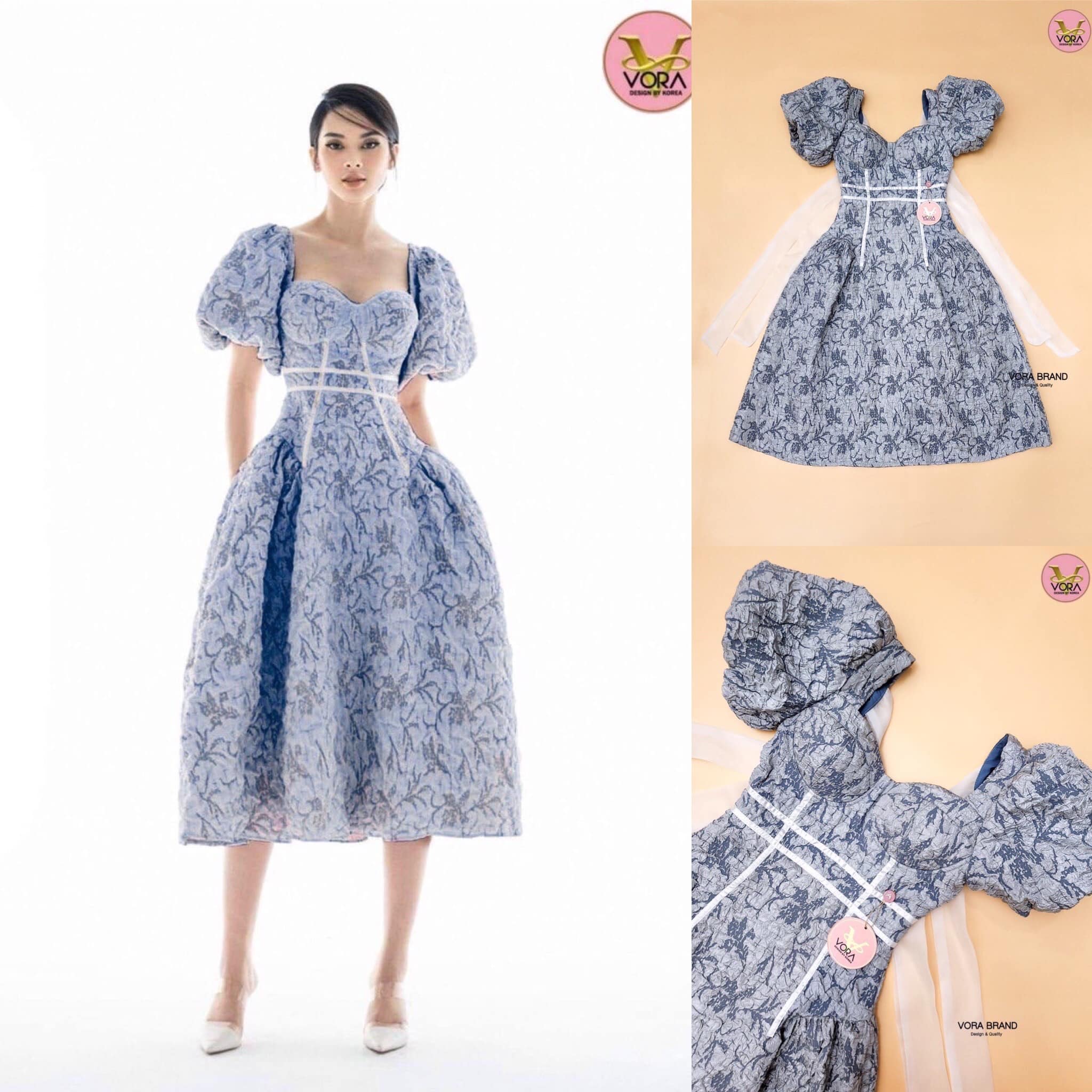 Dress ตัวยาว แขนพอง ช่วงอกมีฟองน้ำจัดทรงให้ค่า ช่วงเอวเข้ารูป แต่งแถบรอบเอว จับจีบพองด้านข้าง กระโปรง ด้านหลังผูกโบว์แอบเซ็กซี่ค่า เนื้อผ้ามี texture ปั้มนูนลายดอก มีซับในทั้งชุด ดูดีสุดๆ สินค้าคุณภาพ (พร้อมส่ง)