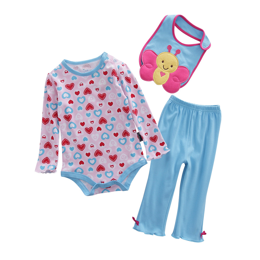 เซตเสื้อผ้าเด็ก Cuddle me แบรนด์แท้ บอดี้สูทแขนยาว+กางเกงขายาว+ผ้ากันเปื้อน