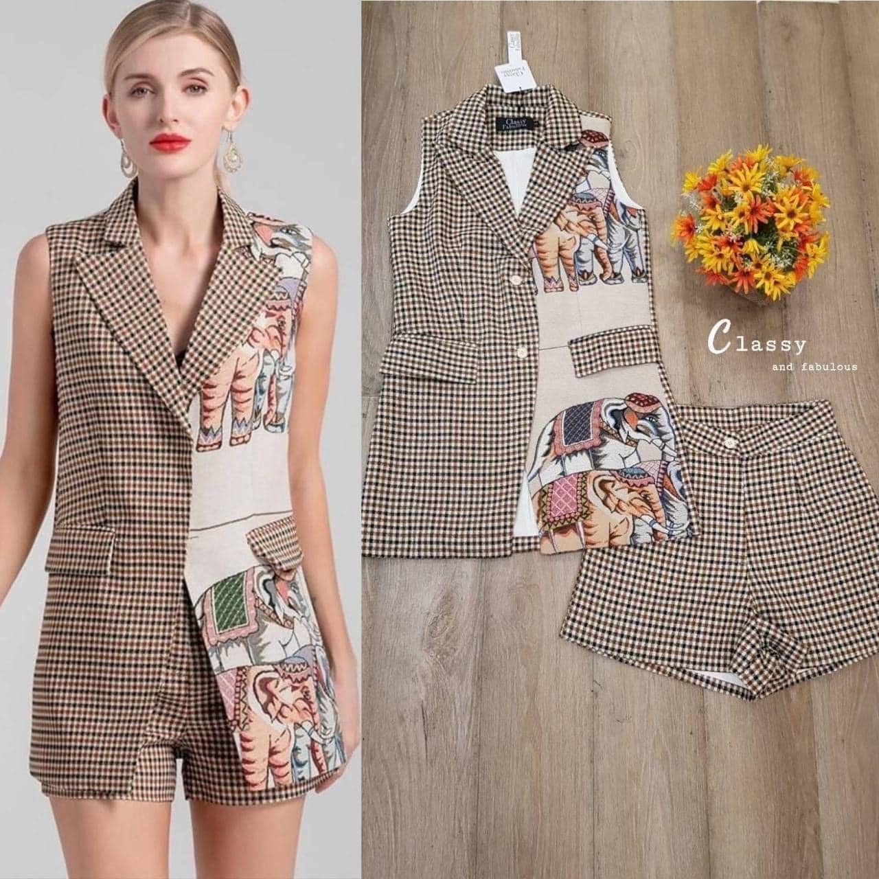 Set ผ้าทอทวิด ปักลายช้างสุดฮิต สุดเกร๋ ผ้าดีมาก ใส่สบาย สินค้าคุณภาพ (พร้อมส่ง)