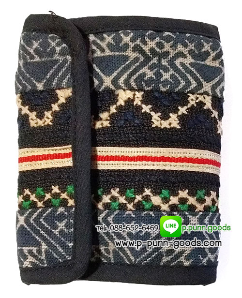กระเป๋าสตางค์ใบสั้น กระเป๋าสตางค์ผ้าชาวเขา Upcycled