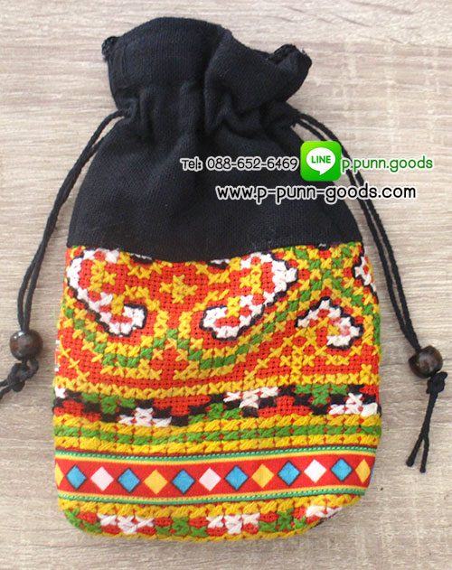 กระเป๋าหูรูดใบเล็ก (งานผ้าชาวเขา Upcycled)