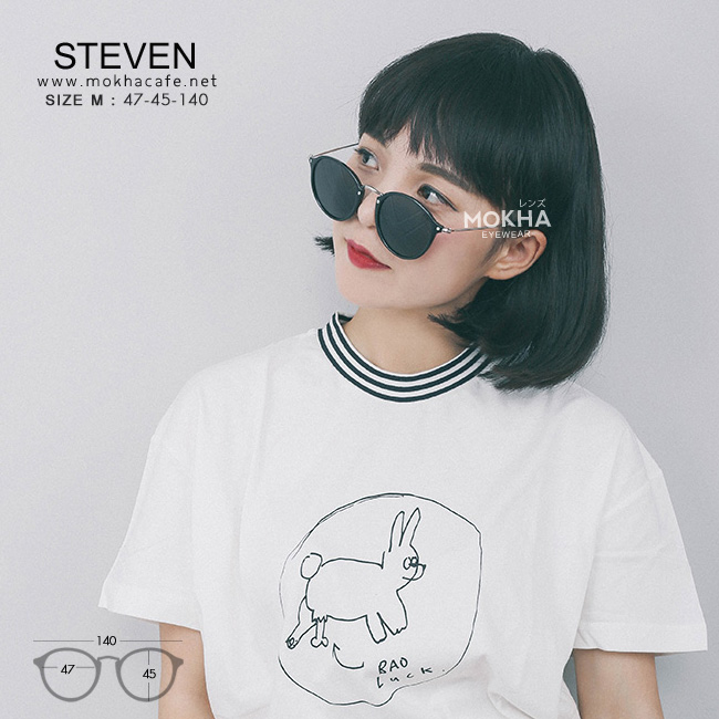 [pre-order] แว่นกันแดด STEVEN - brown ทรงกลม ขาโลหะ 140 mm. (sizeM)