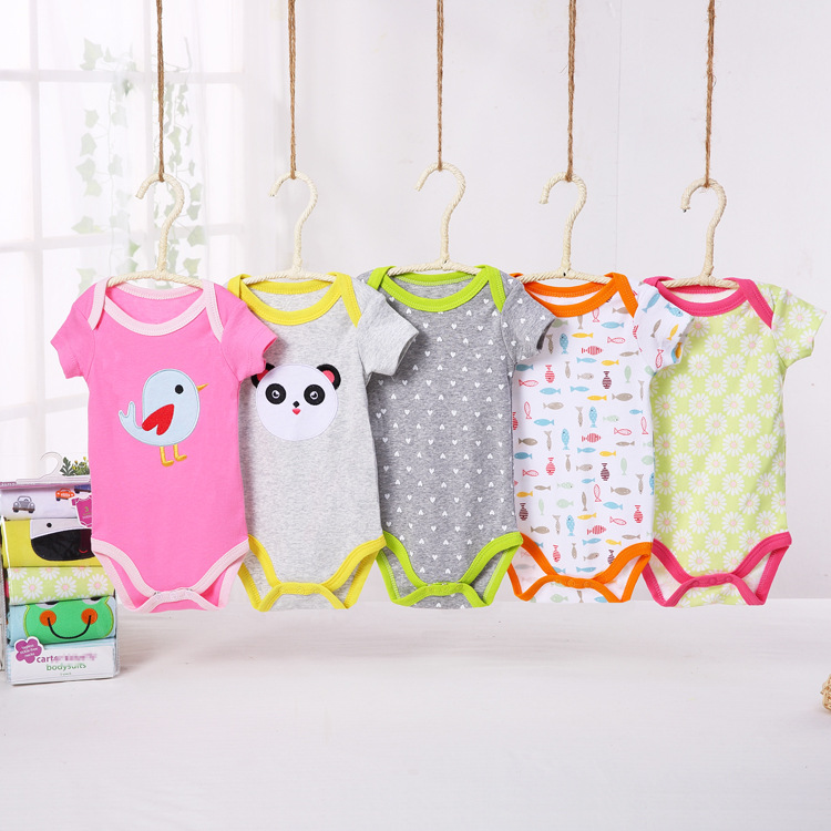 ชุดบอดี้สูทเด็กหญิง แขนสั้น วัย 0-3/3-6/6-9/9-12/12-18 เดือน คละลาย