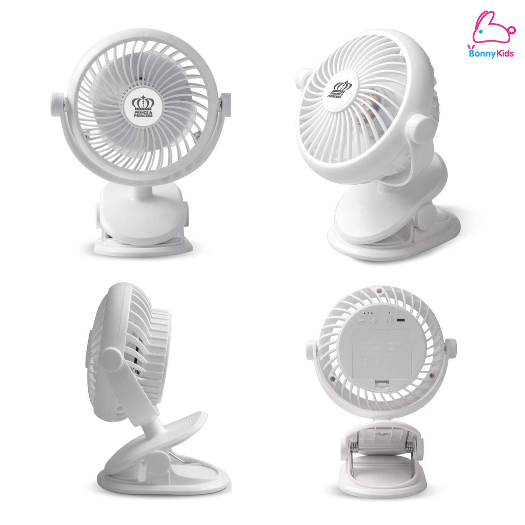 Prince&Princess (ปริ้นซ์แอนด์ปริ้นเซส) Stroller Fan พัดลมสำหรับติดรถเข็นเด็ก แบบหนีบ หมุนได้ 360 องศา