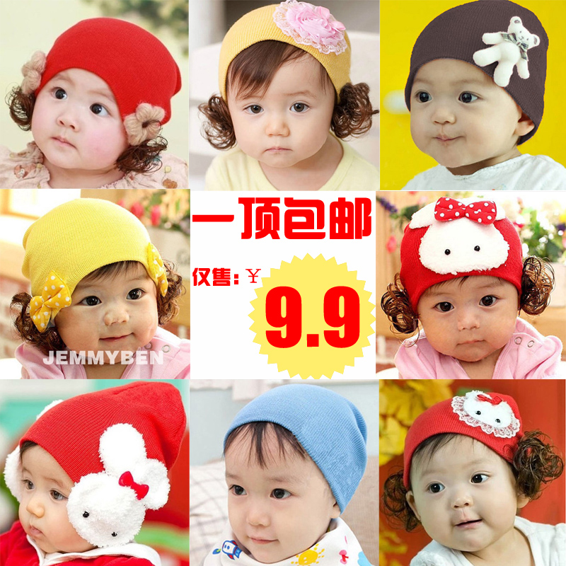 ผ้าคาดผมทารก มีปอยผม กระต่ายน้อย สีแดง