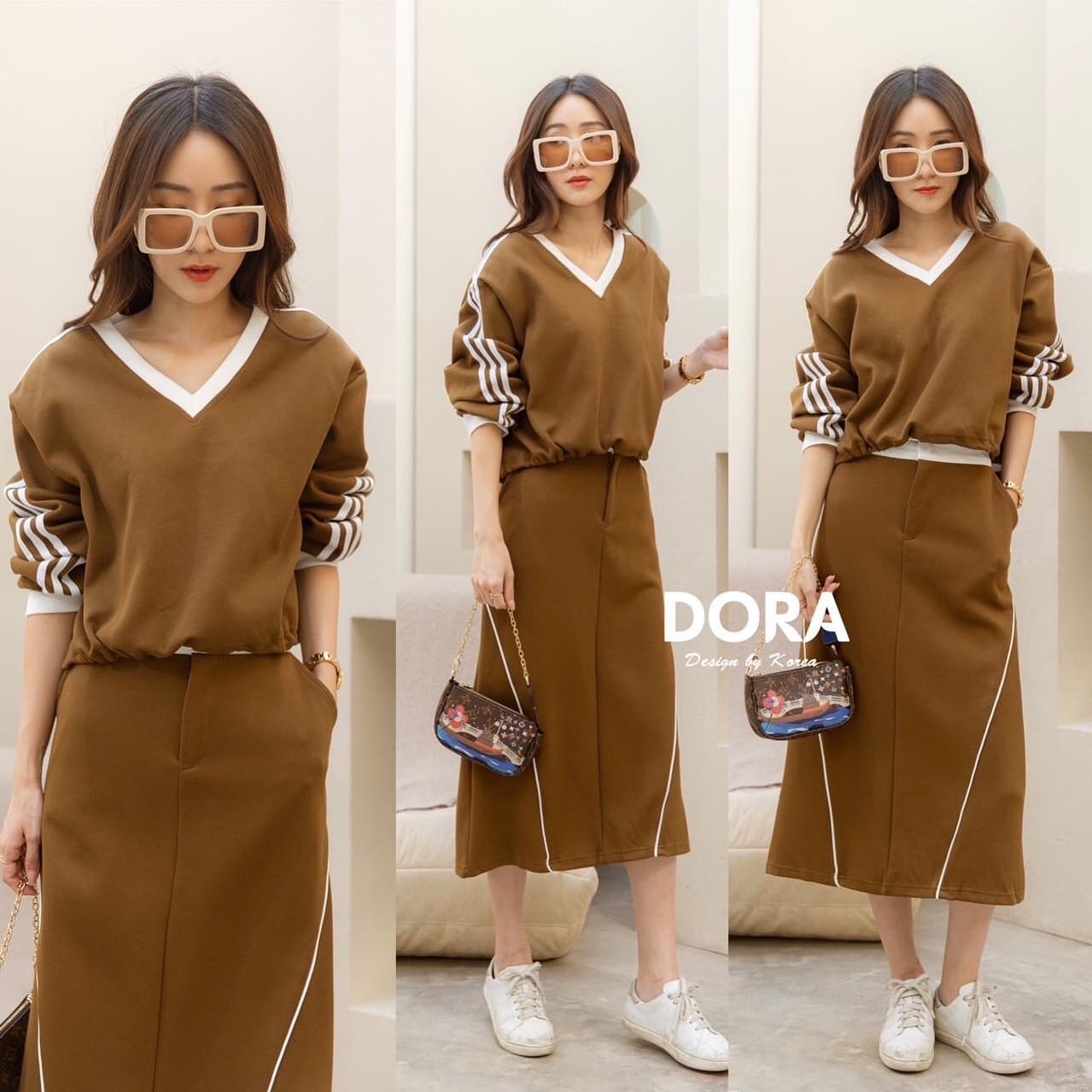 Set เสื้อ+กระโปรงคอวี ตัดสีด้านข้าง กระโปรง เสื้อเนื้อผ้าใส่สบาย กระโปรง ซิบหน้ายืดหยุ่น ผ้าใส่สบายมาก งานสวย สินค้าคุณภาพ (พร้อมส่ง)