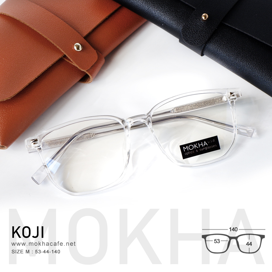 KOJI - clear กรอบแว่น ทรงเหลี่ยม TR90 ยืดหยุ่น กว้าง 140 มม. (sizeM) H44