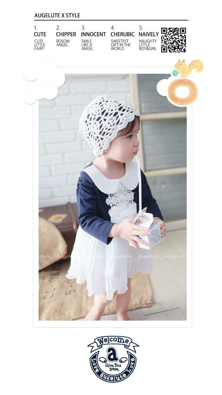 ชุดเดรสเด็กหญิง 1-2 ขวบ Augelute แบรนด์แท้ ผ้าดีมาก คอบัวแขนยาวตุ๊กตา สวยหรู