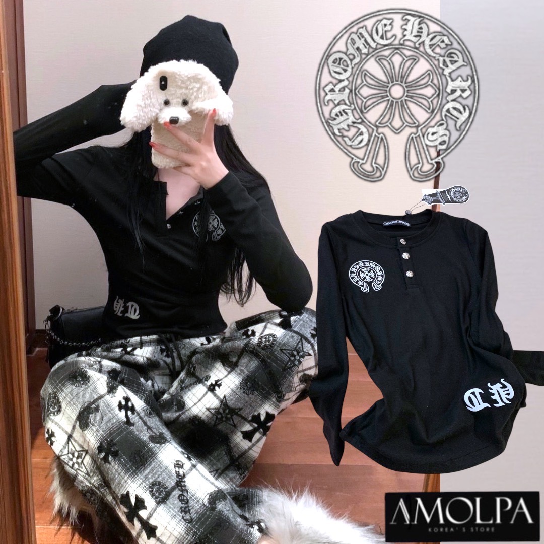 เสื้อแขนยาว CH ใหม่กระแทกช๊อปปปป งานสวยม๊ากกก ลายใหม่ สดใส งานน่ารักมาก ผ้าเด้ง. ใส่สบาย : สินค้าคุณภาพ (พร้อมส่ง)