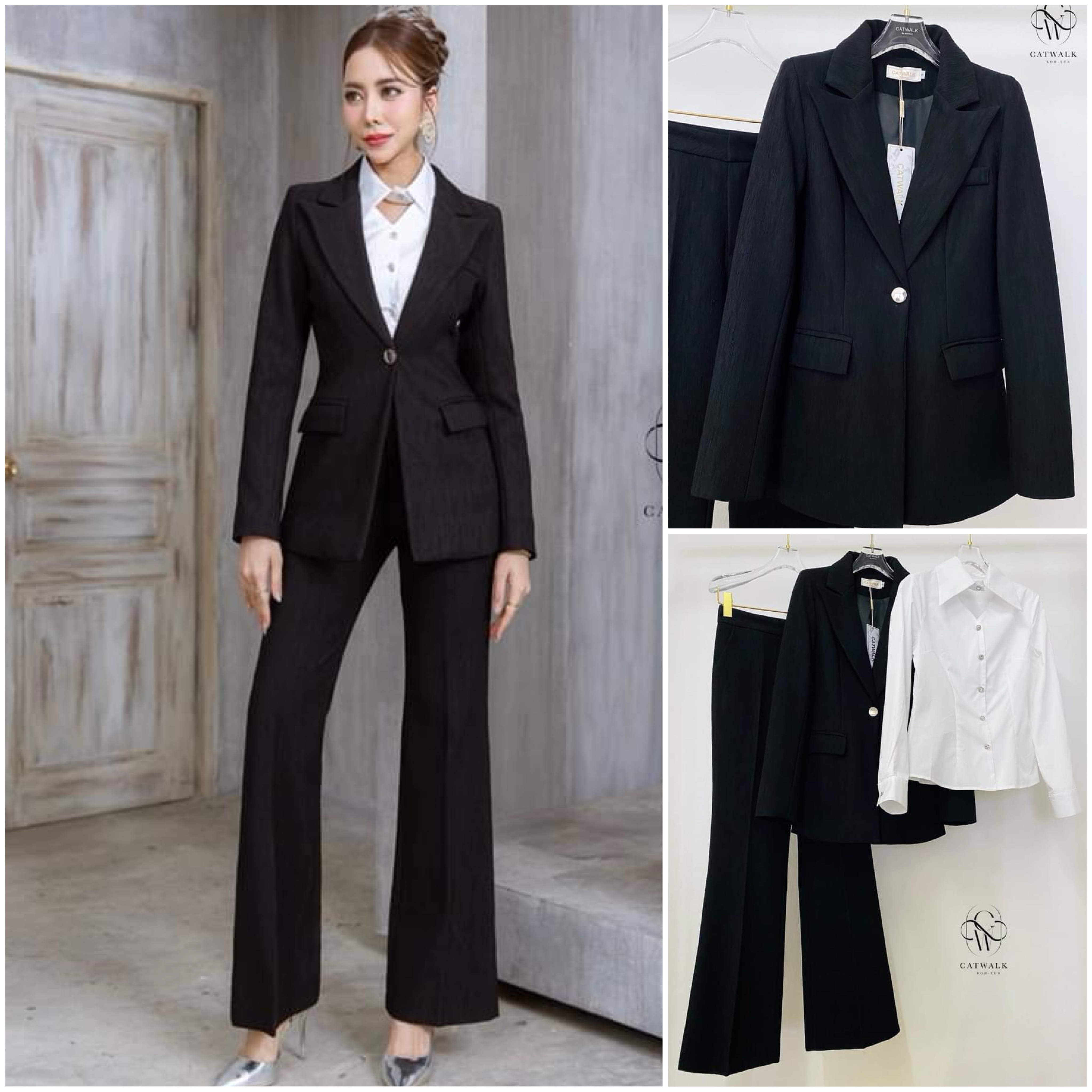 เซต BLAZER 3 ชิ้น เนื้อผ้าลูกฟูกเกรดเอ ตัว BLAZERเป็นทรงเข้ารูป +เสื้อเชิ้ตสีขาวทรงเข้ารูป +กางเกงเป็นทรงขาม้า . สินค้าคุณภาพ (พร้อมส่ง)