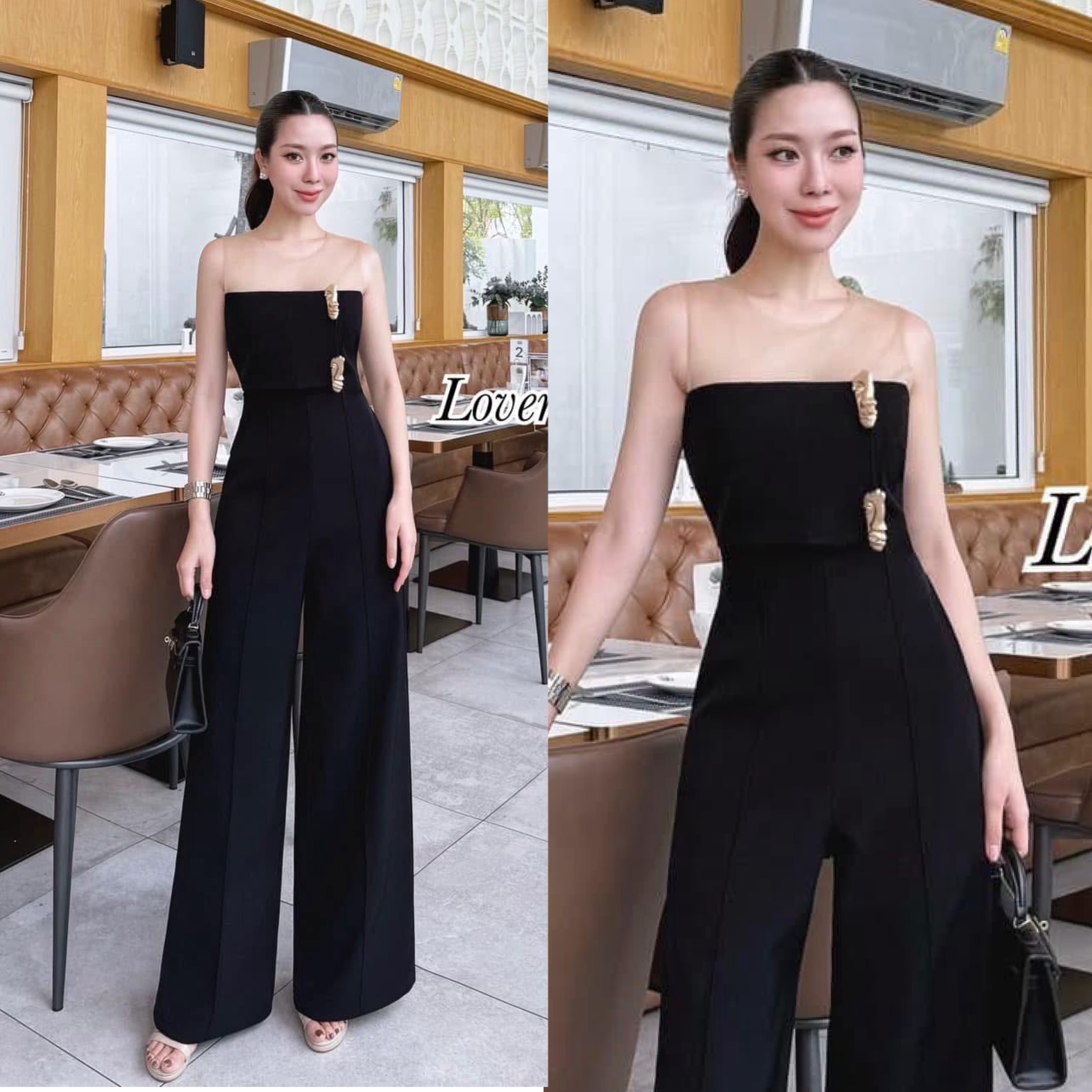 จั้มสูทกางเกงขายาว ลุคสวยหรู แอบเซ็กซี่นิดๆ เปรี้ยวหน่อยๆ ลงตัวสุดๆค้า ใส่สบาย : สินค้าคุณภาพ (พร้อมส่ง)