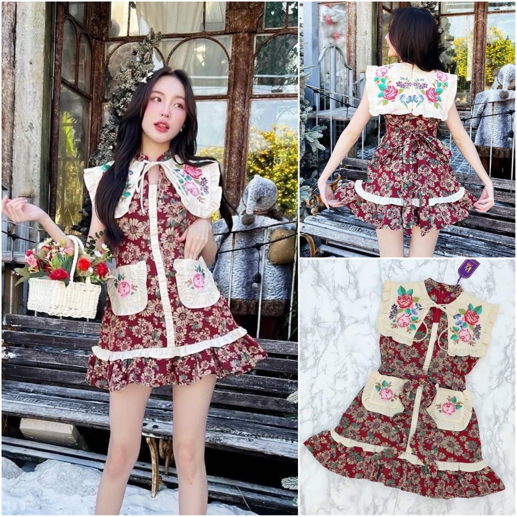 Dress เดรสแขนกุดสุดน่ารัก งานปัก ใส่สบาย สินค้าคุณภาพ (พร้อมส่ง)