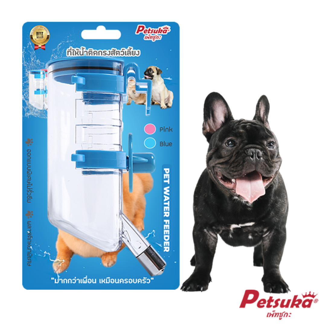 ที่ให้น้ำสัตว์เลี้ยงติดกรง Petsuka ขนาด 350ml สีฟ้า