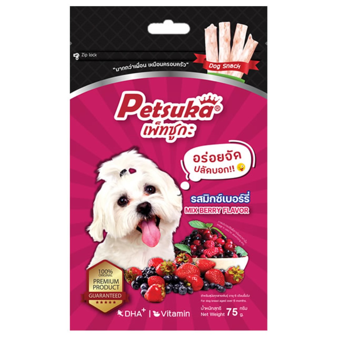 ขนมสุนัข เพ็ทซูกะ (พรีเมี่ยม) รสมิกซ์เบอร์รี่ ขนาด 75 กรัม