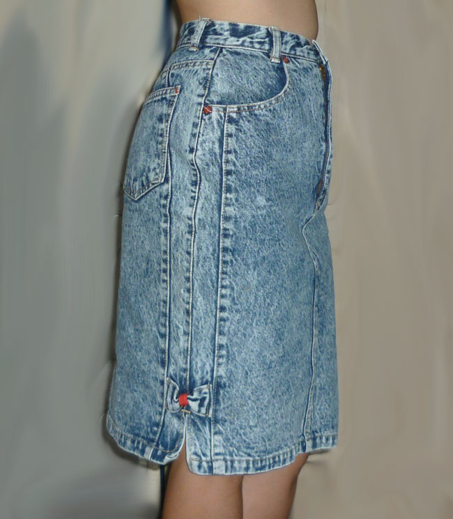 กระโปรงยีนส์เอวสูงฟอกหิมะ สวยมาก 24.5-35-22