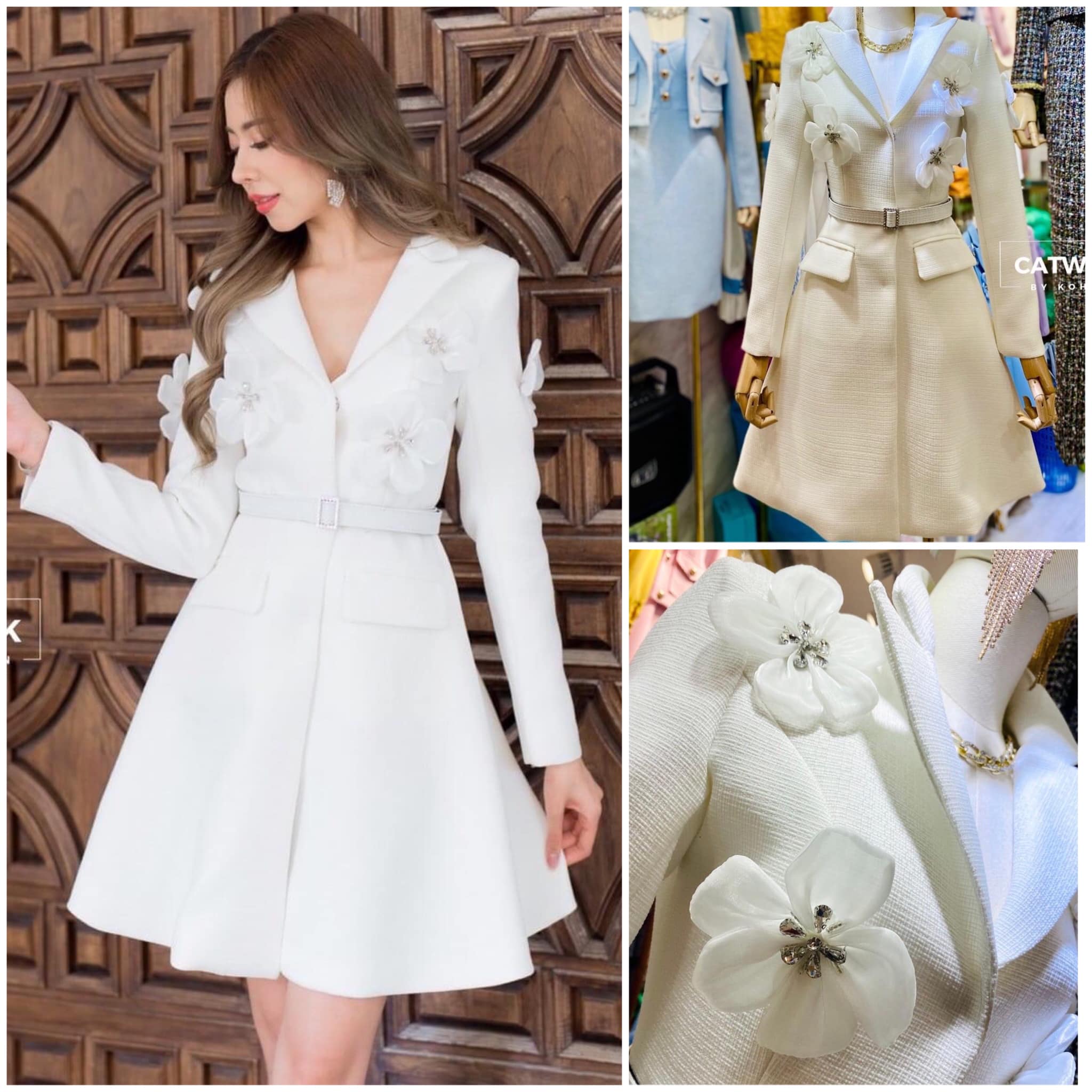 เดรสปกเทเลอร์ แต่งดอกไม้ปักเพชร ผ้าเกรดเอ ทรงเข้ารูปแขนยาว นำดอกไม้โทนสีชุด ดูโดดเด่นมากขึ้น กระโปรงเป็นทรงเอ มาพร้อมเข็มขัดหัวเพชรโทน เดียวกับตัวชุด สินค้าคุณภาพ (พร้อมส่ง)