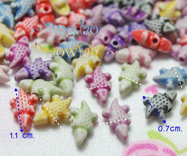 7078mt ลูกปัดจระเข้ ขนาด 0.7 x 1.1 ซม. คละสี (80 ชิ้น)