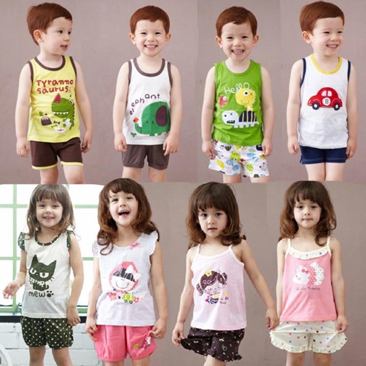 ชุดเสื้อกล้าม+กางเกงขาสั้นเด็ก ลายไดโนเสาร์ size 130