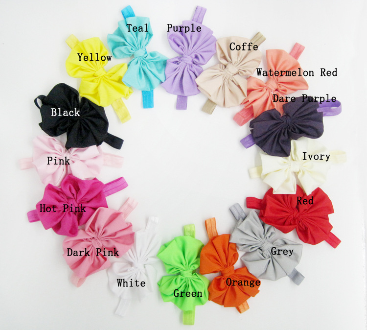 ผ้าคาดผมเด็กอ่อน แบบโบว์ใหญ่จีบรูด Classic Style