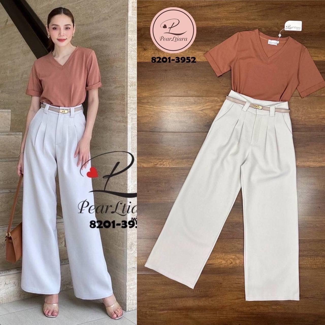 Set 3 ชิ้น เสื้อยืดโทนสีสันหรูหรา +กางเกงขายาว + เข็ดขัด ใส่สบาย : สินค้าคุณภาพ (พร้อมส่ง)