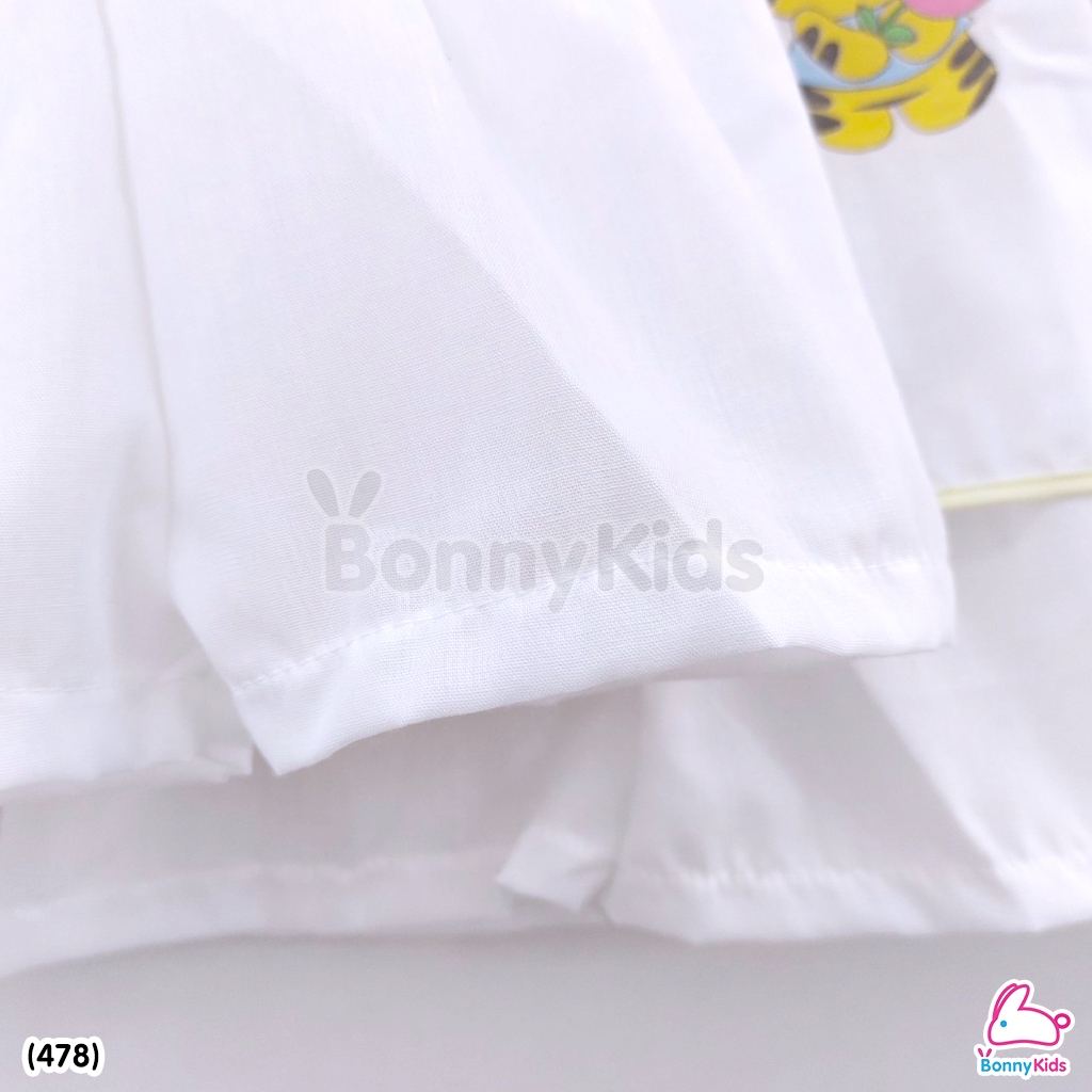 (478) ชุดเด็กแรกเกิดผูกหน้าผ้าป่าน (พื้นขาว) แพ็ค 6 ชุด