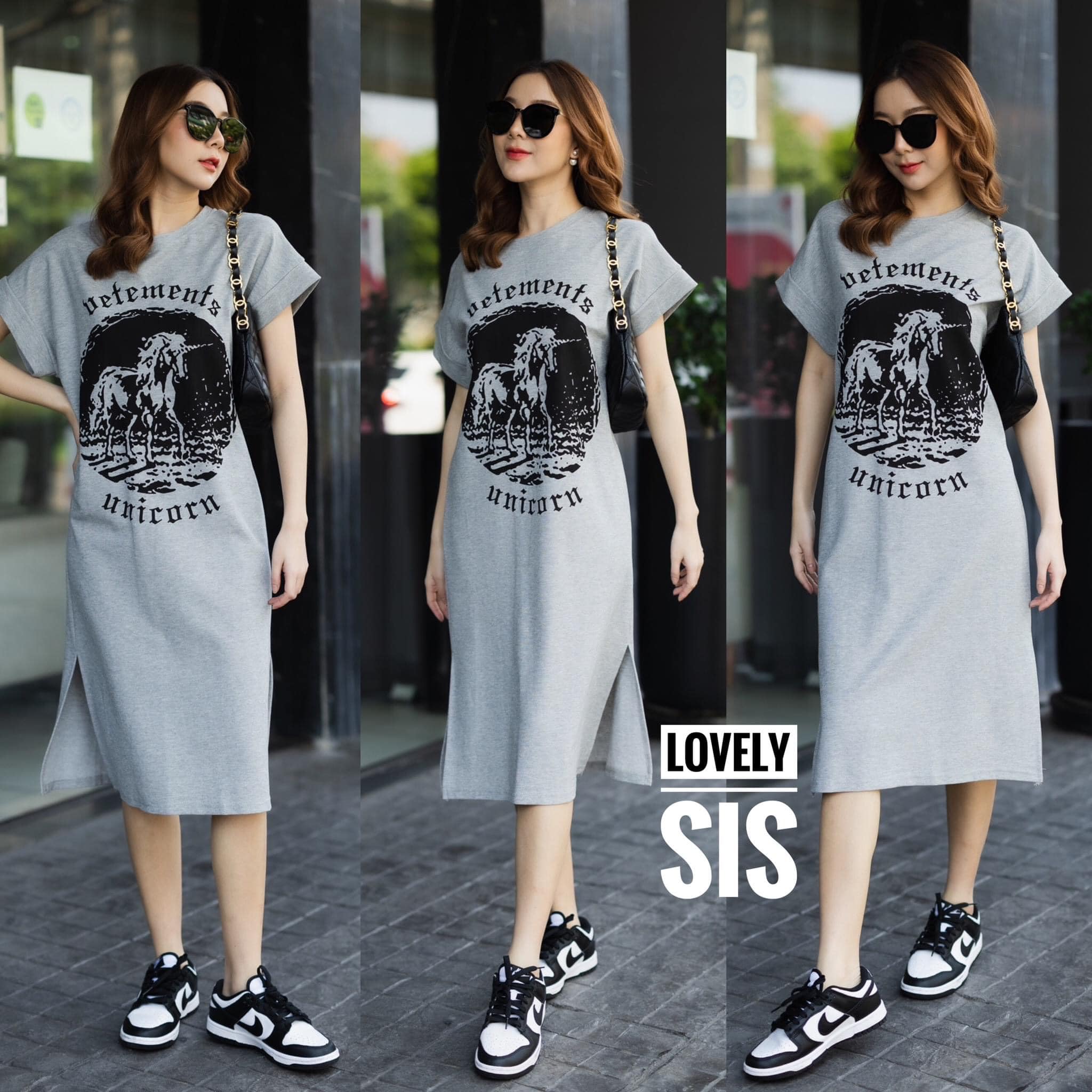 เดรสผ้ายืดแขนล้ำ งานสกรีนลาย คมชัดด้านหน้า แต่งผ้าลายสองข้าง เนื้อผ้าดีงานสวยมากใส่สบาย สินค้าคุณภาพ (พร้อมส่ง)