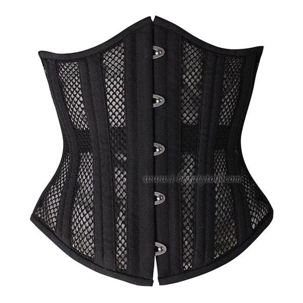 Corset คอร์เซ็ต รัดใต้อก รุ่น 26 Double Steel Bone Heavy Duty ตะข่าย - XL สีดำ