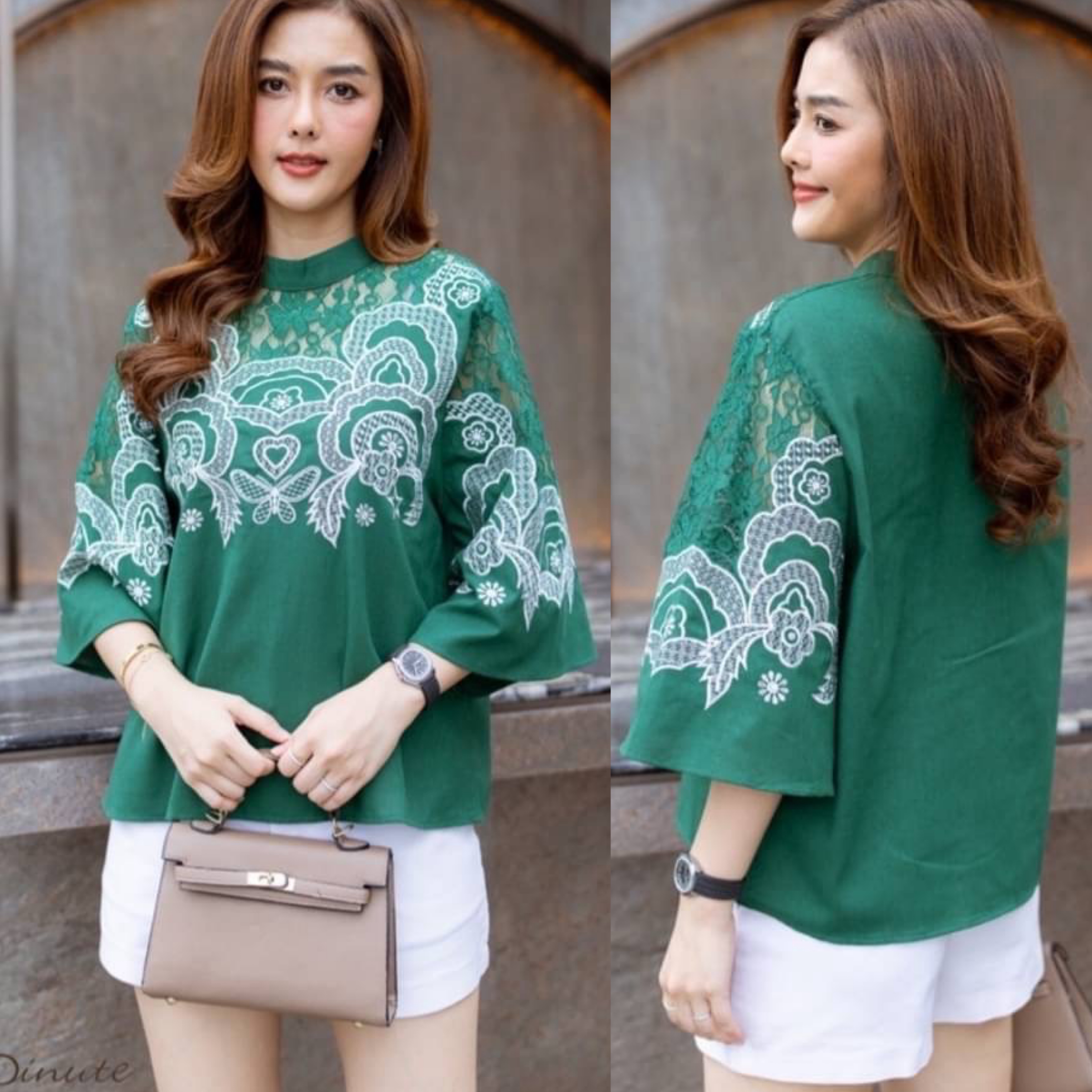 Cutie Minute เสื้อลินินผสมผ้าฝ้ายเกรดพรีเมี่ยม เนื้อผ้าขึ้นลายดีเทลงานแต่งด้วยผ้า ลูกไม้สวยงาม งานปักสวยงามอลังการ .ได้อย่างลงตัว ใส่สบาย : สินค้าคุณภาพ (พร้อมส่ง) .