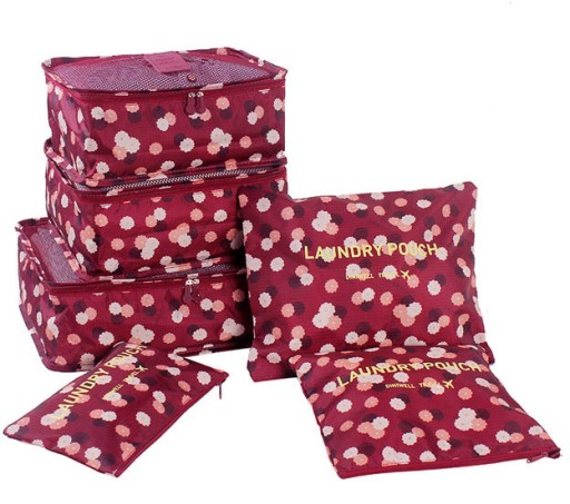 กระเป๋าจัดระเบียบเดินทาง กระเป๋าจัดระเบียบเสื้อผ้า 6 ใบ จัดกระเป๋าเดินทาง กันน้ำ ใส่เสื้อผ้า ชุดชั้นใน เครื่องสำอาง มี 5 สีให้เลือก