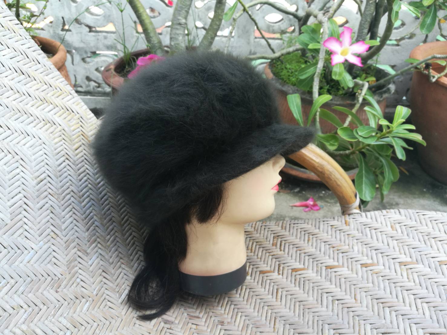 หมวกแก๊ปทรงฟักทอง ขนกระต่ายแท้ น่ารักมากกกกก