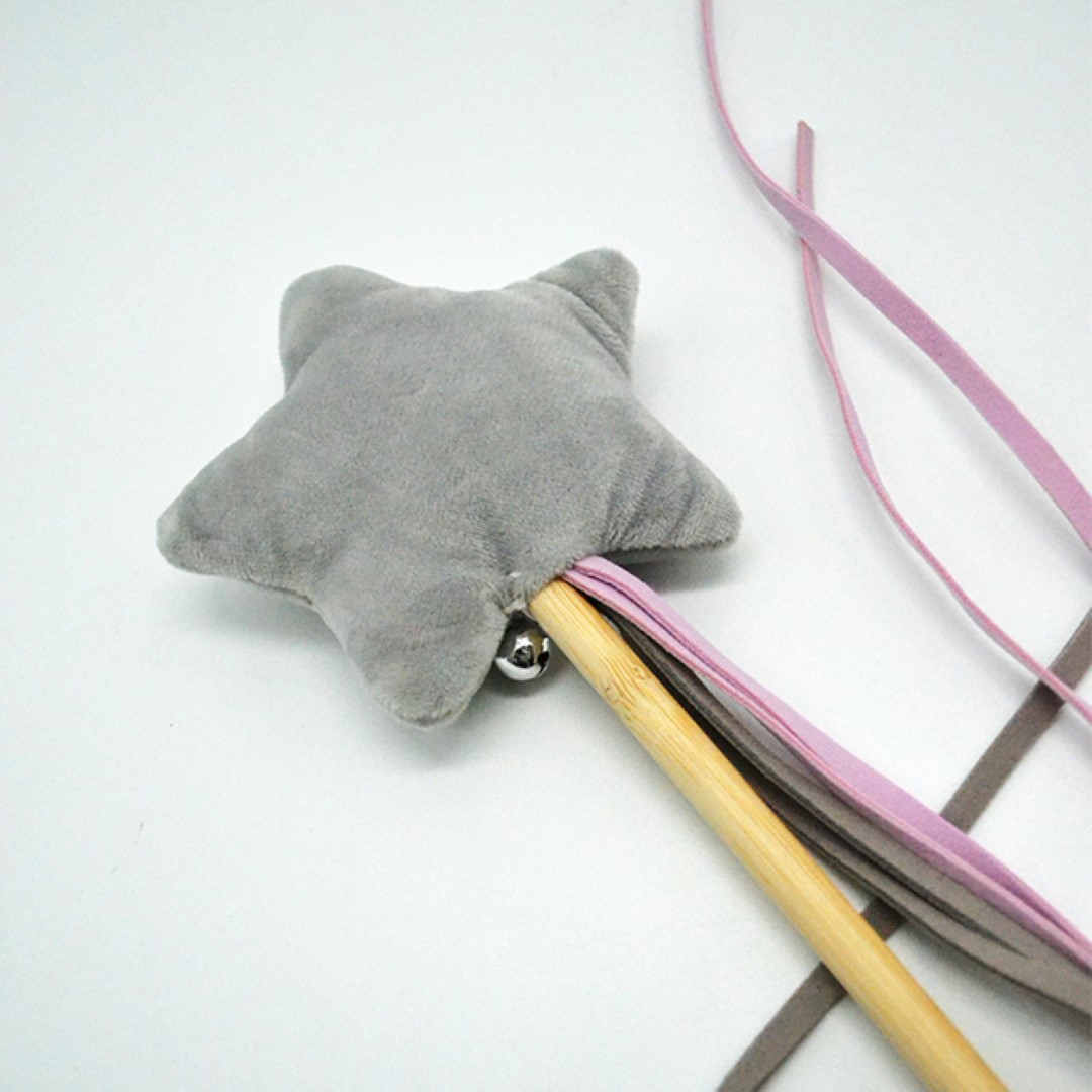 ไม้ล่อแมว ของเล่นแมว Petsuka รูปดาวนุ่มฟู สีเทา