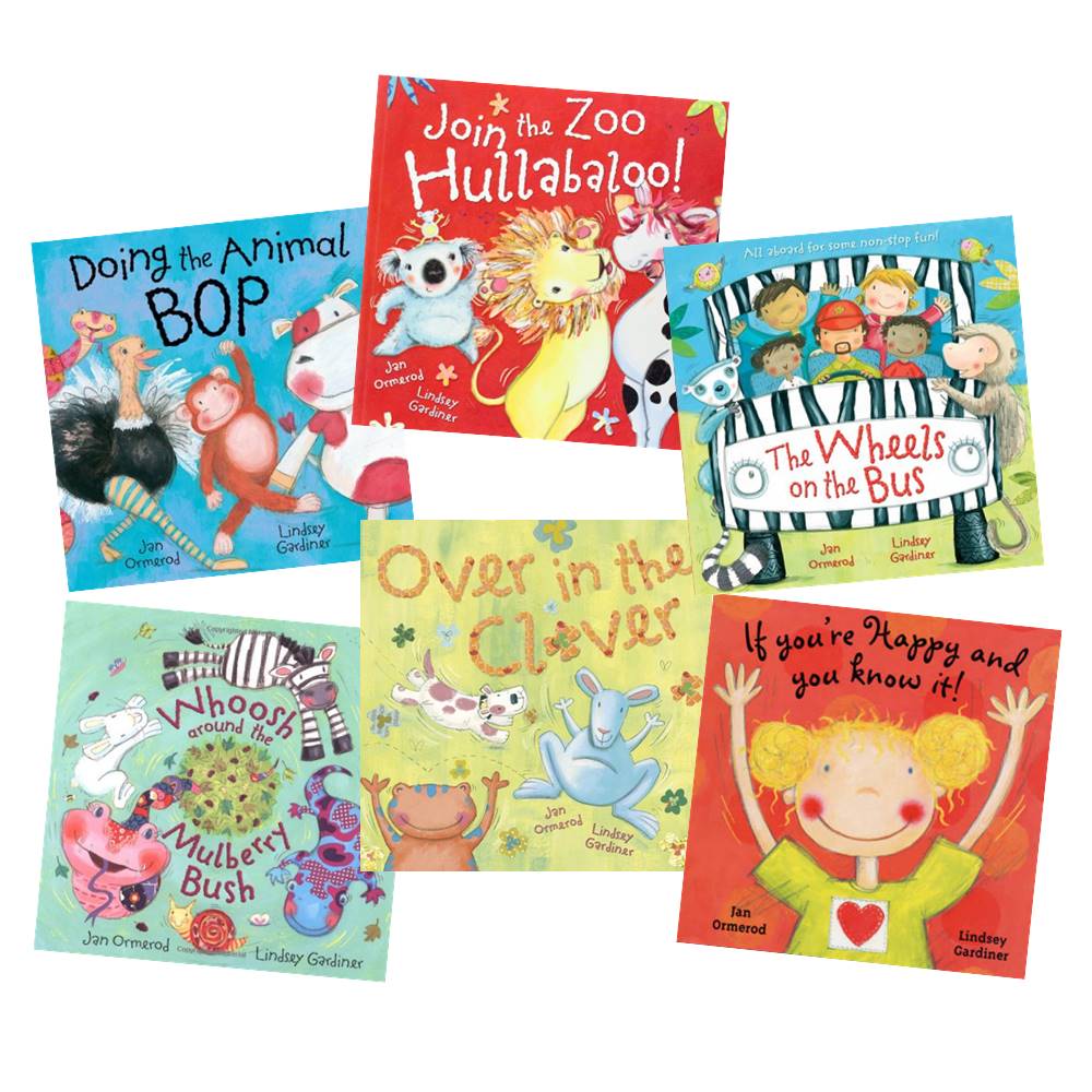 Oxford OUP : Jan Ormerod & Lindsey Gardiner : Animal Bop Collection - 6 Books + CD : Sing a long Read a long : Hullabaloo, Mulberry Bush, Wheels on the Bus เซตหนังสือ 6 เล่ม พร้อมซีดี