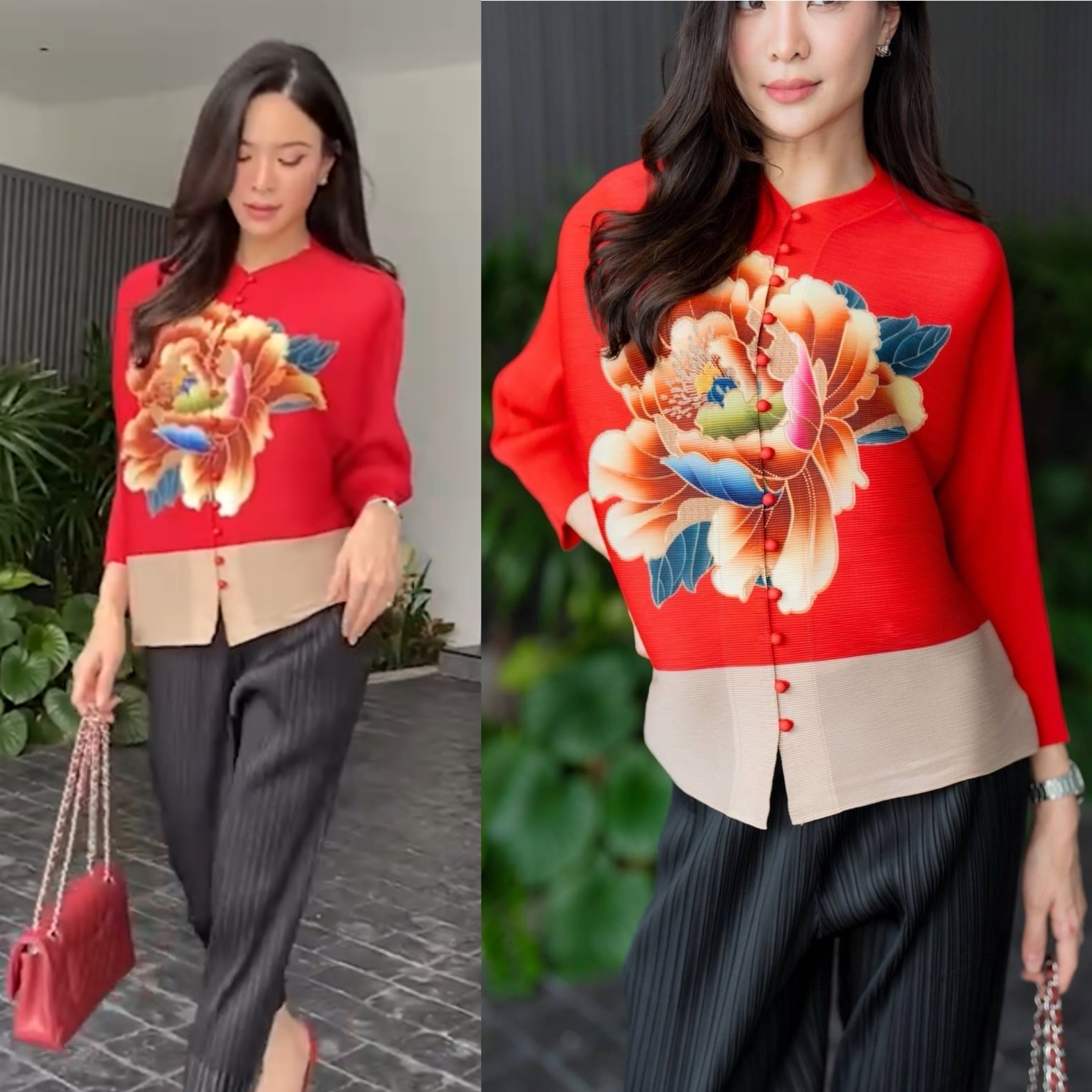 เสื้ออัดพลีทเนื้อดี งาน AA Premium แบบงานแบรนด์ สไตล์มาดาม สวย เรียบหรู ใส่สบาย : สินค้าคุณภาพ (พร้อมส่ง)