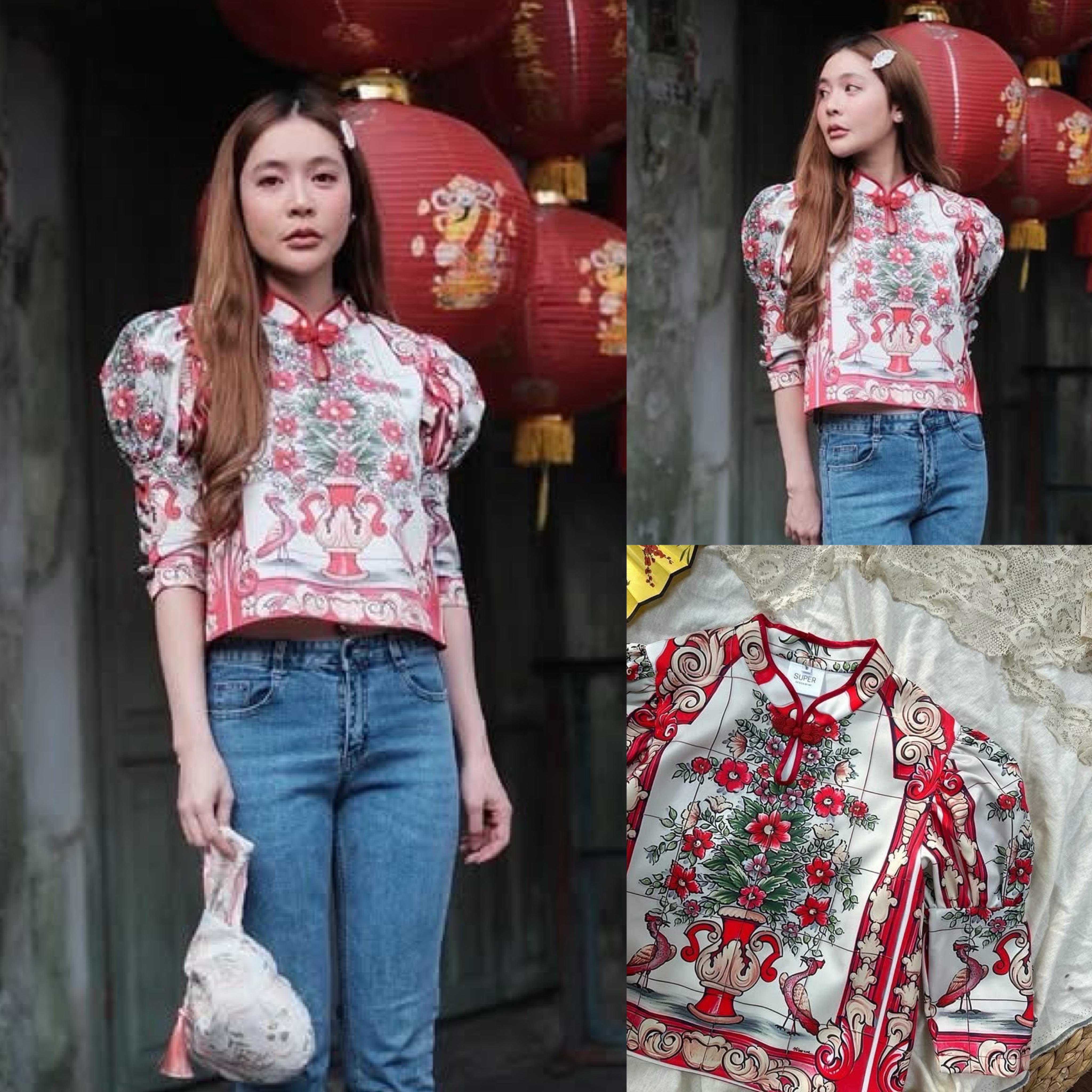 เสื้อคอจีนรุ่นนี้ ลายผ้าคือที่สุดของความน่ารัก ทรงเสื้อแขนพอง คอทำหยดน้ำติดกระดุม งานคือสวยมาก สวยทั้งสามลาย ใส่สบาย : สินค้าคุณภาพ (พร้อมส่ง)